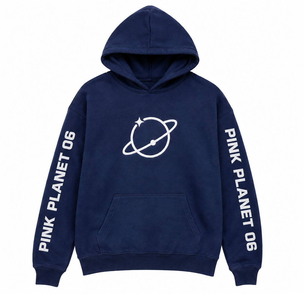 Pink Planet 06 Navy Hoodie front view
