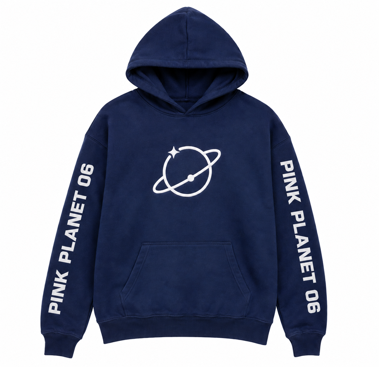 Pink Planet 06 Navy Hoodie front view