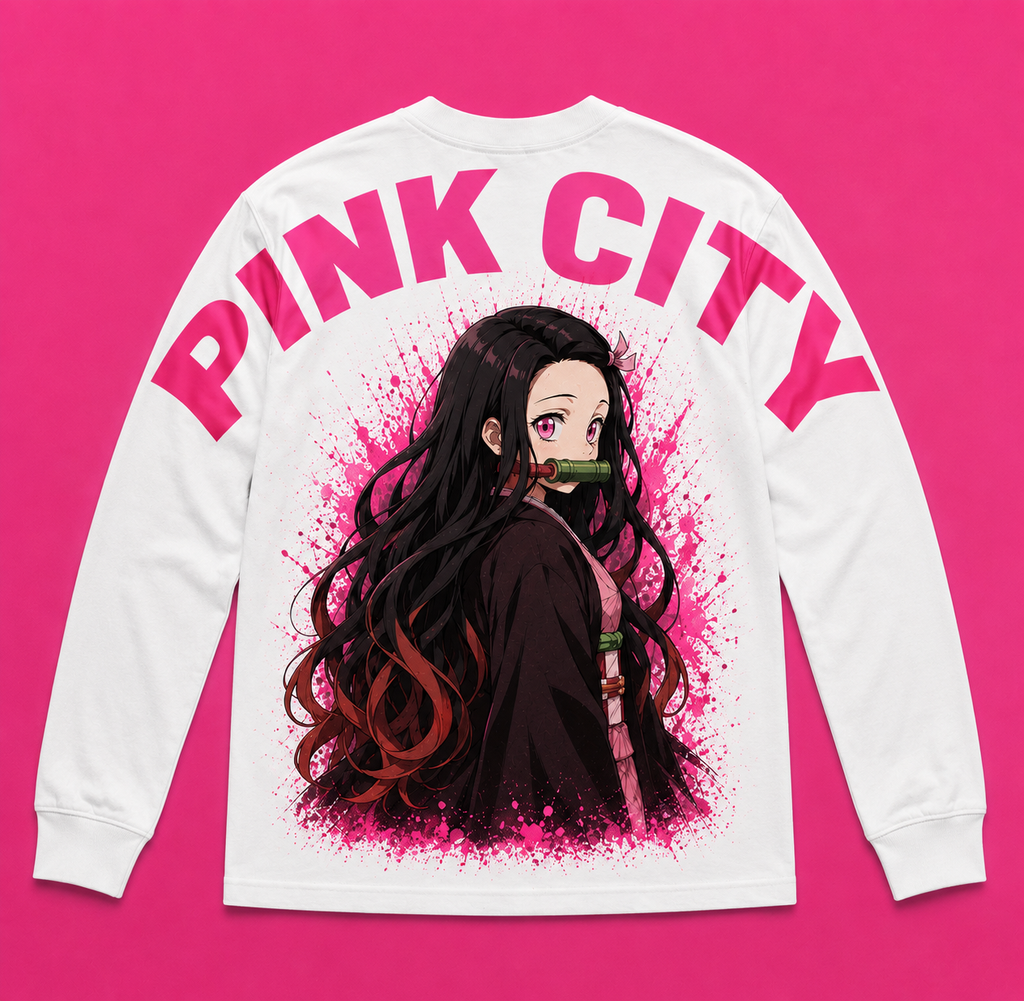 Pink City Anime Long Sleeve Tee