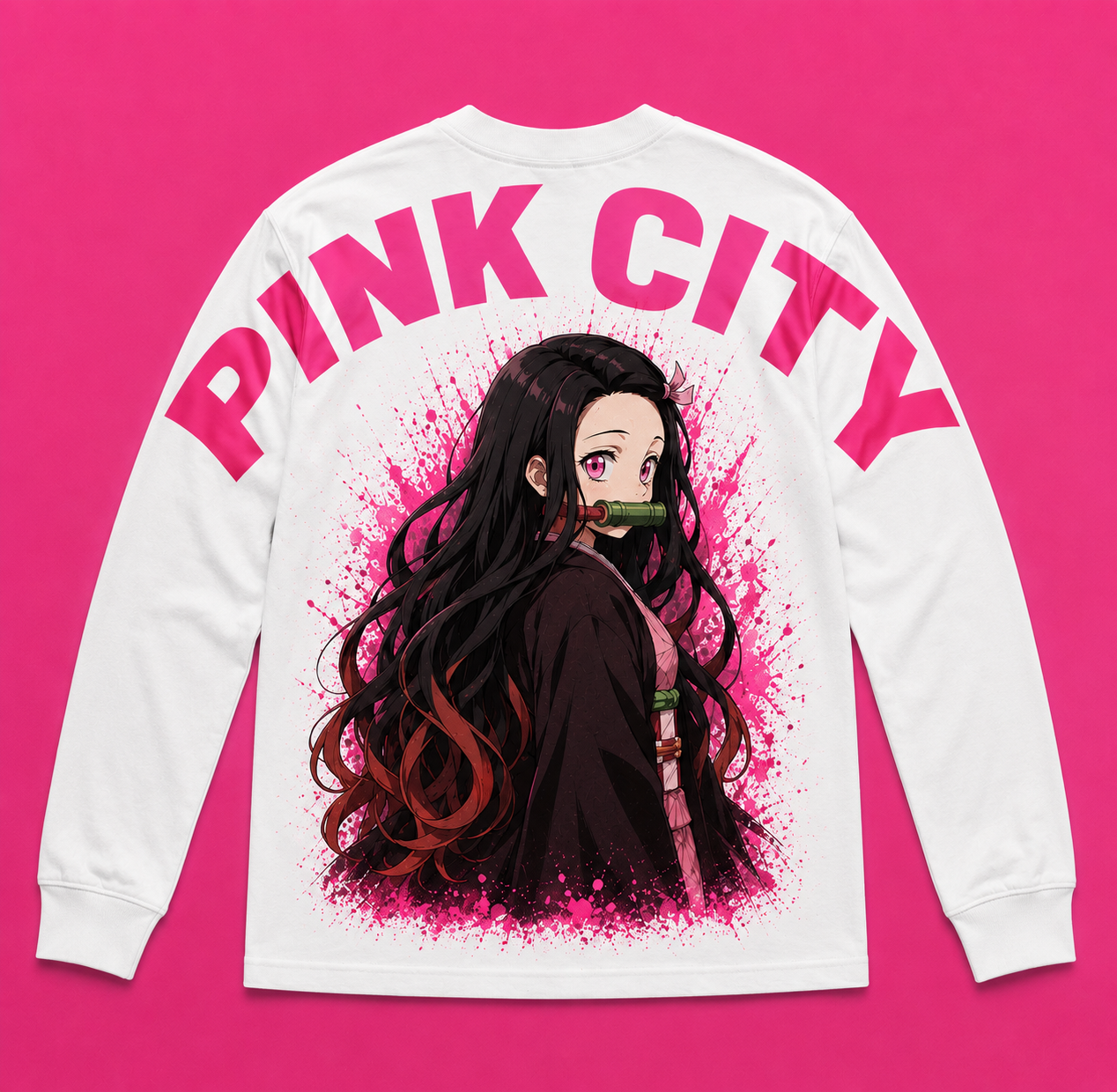 Pink City Anime Long Sleeve Tee