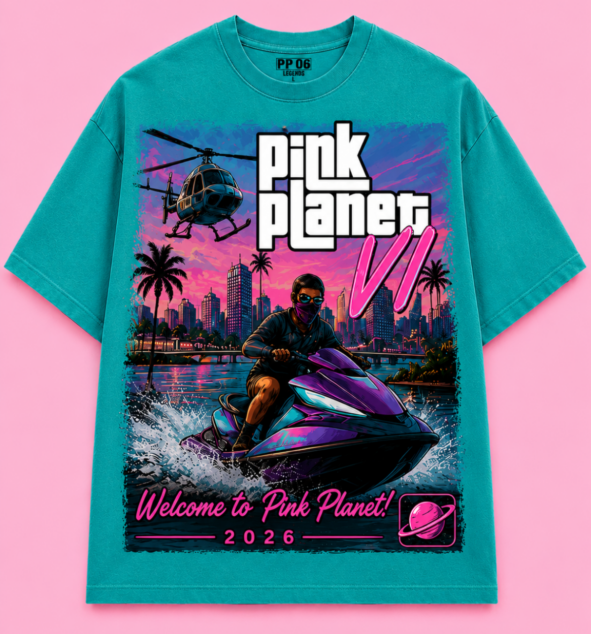 Black Pink Planet VII Welcome to Pink Planet couple cityscape tee
