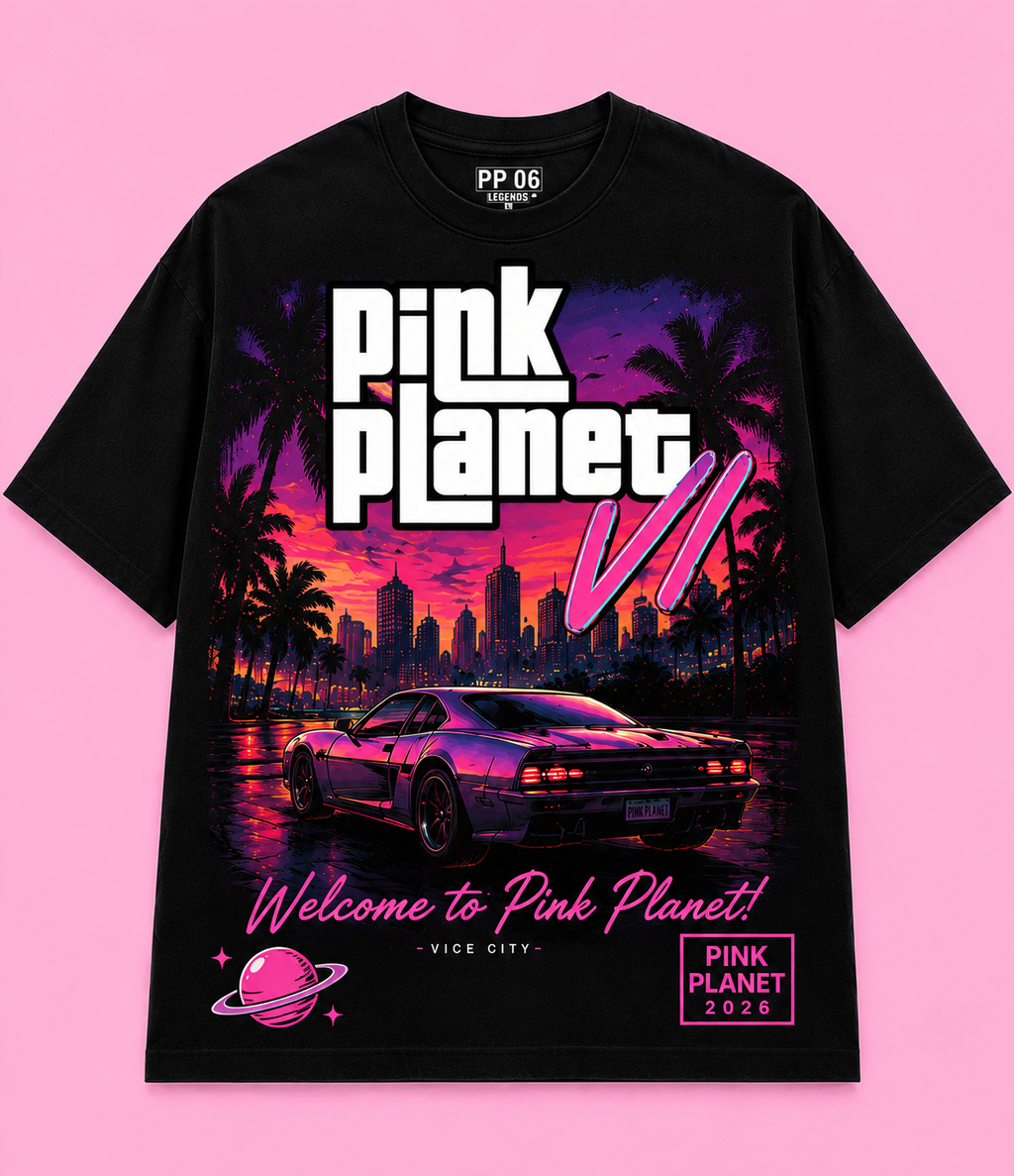 Pink Pink Planet Radio rear car tee