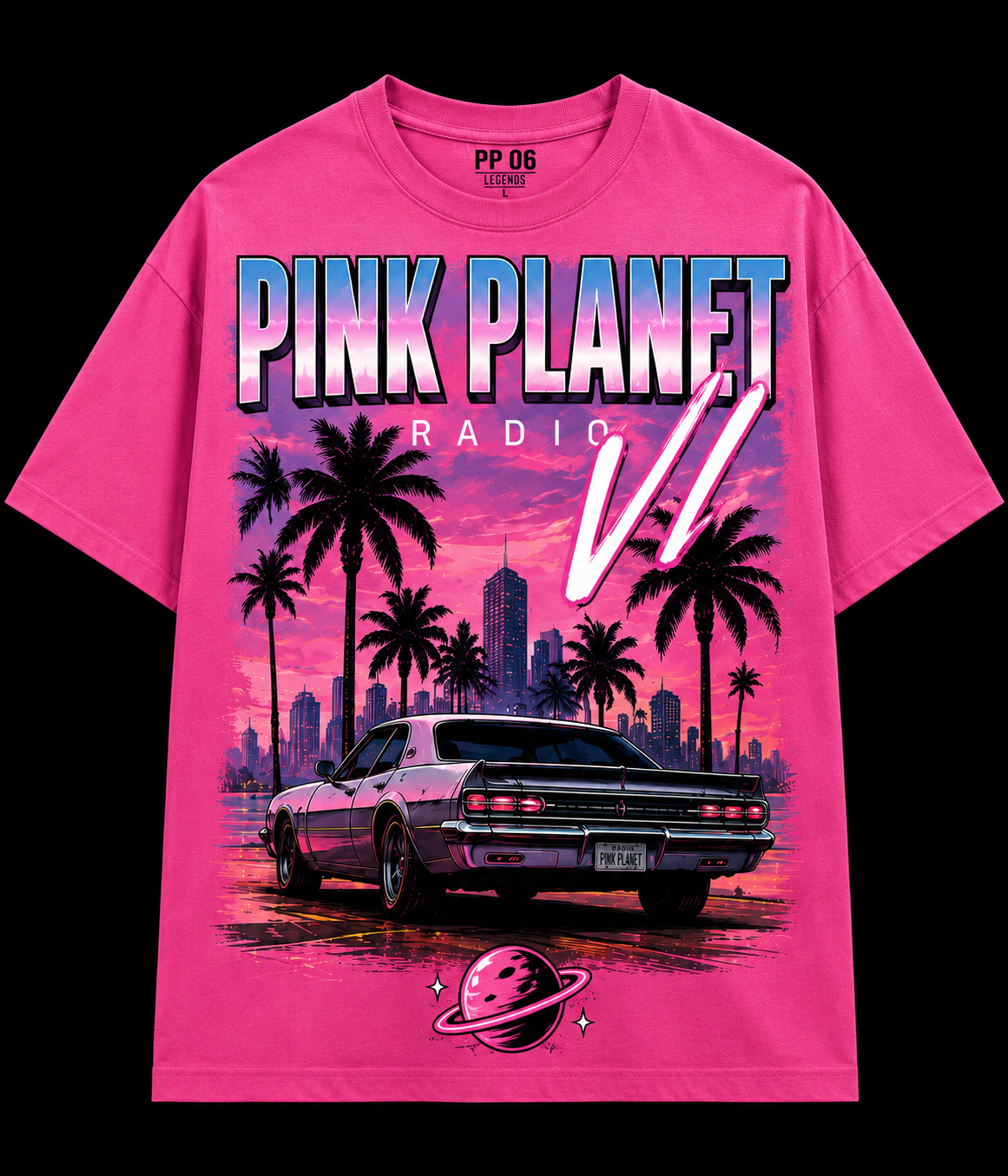 Black Pink Planet VII Vice City car tee