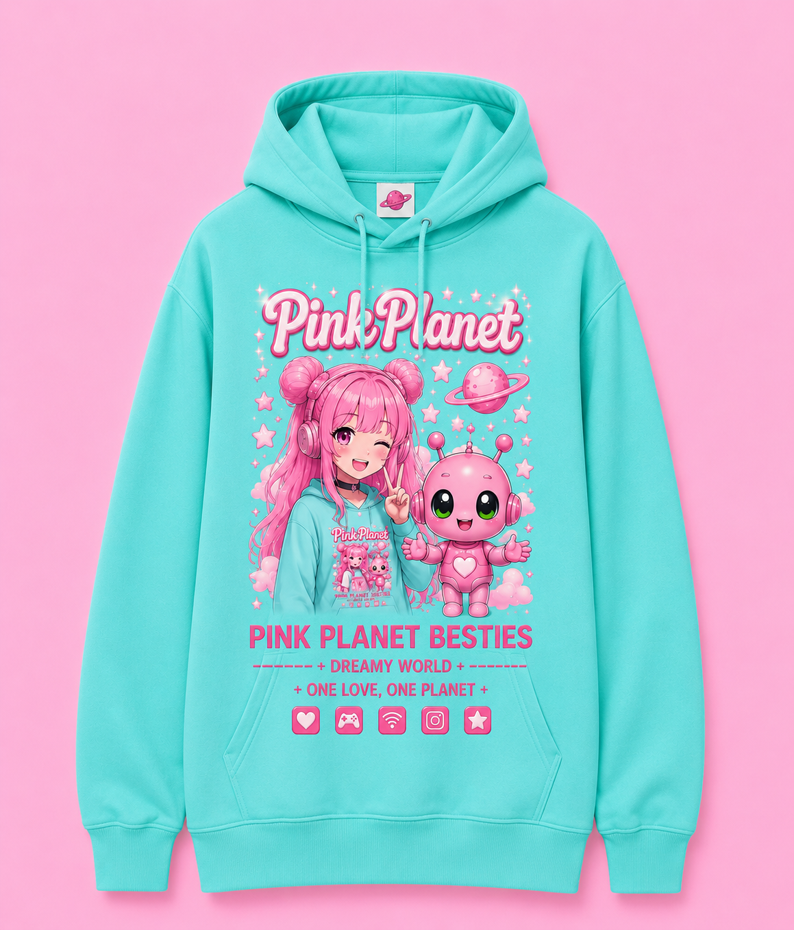 Pink Planet Besties Hoodie - Lavender