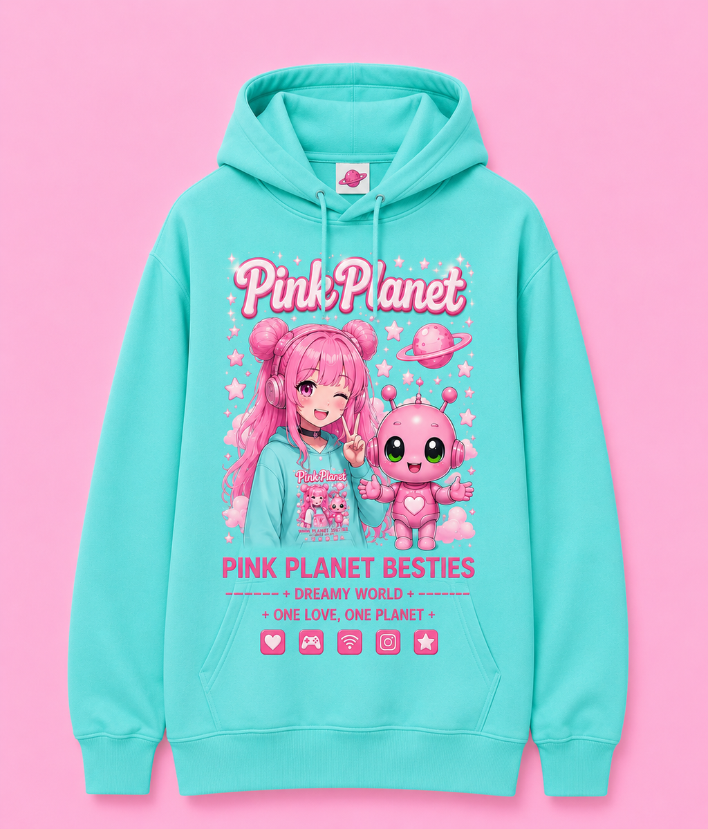 Pink Planet Besties Hoodie - Yellow