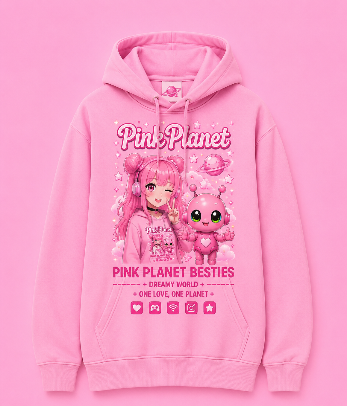 Pink Planet Besties Hoodie - Lavender