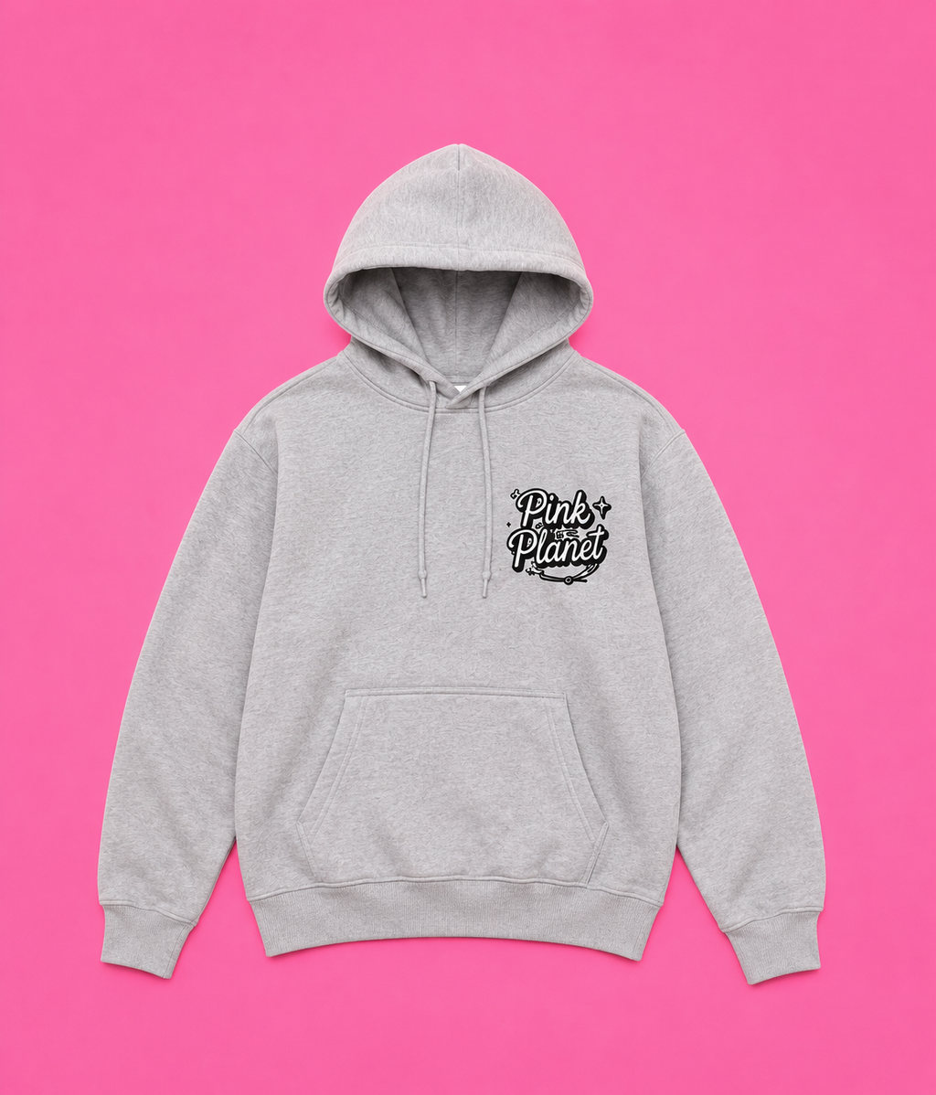 Pink Planet Logo Hoodie - Grey
