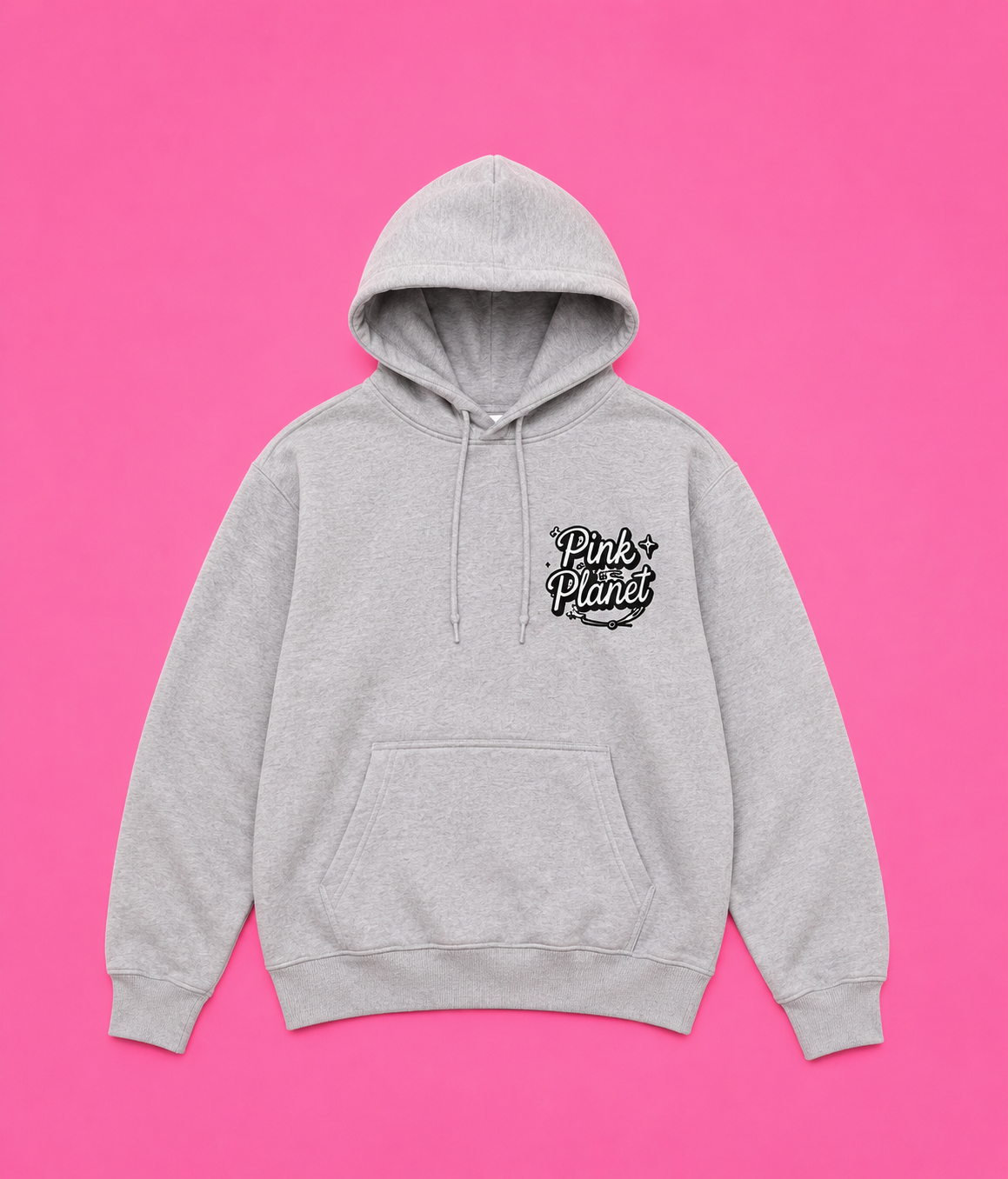 Pink Planet Logo Hoodie - Grey
