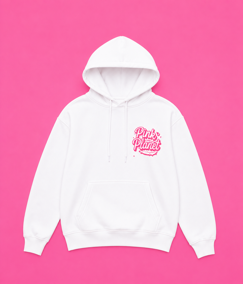 Pink Planet Logo Hoodie - Grey