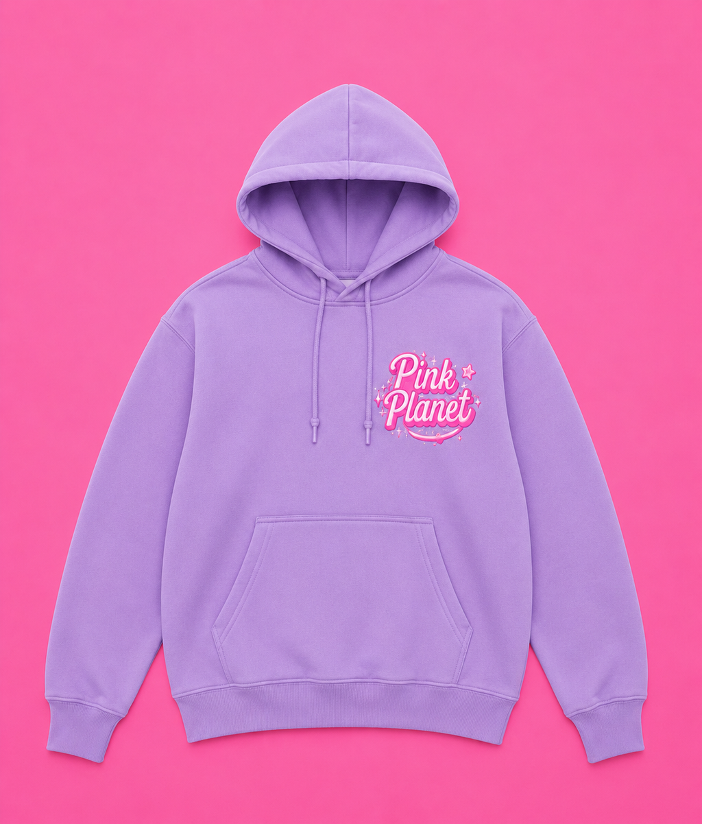 Pink Planet Logo Hoodie - Grey