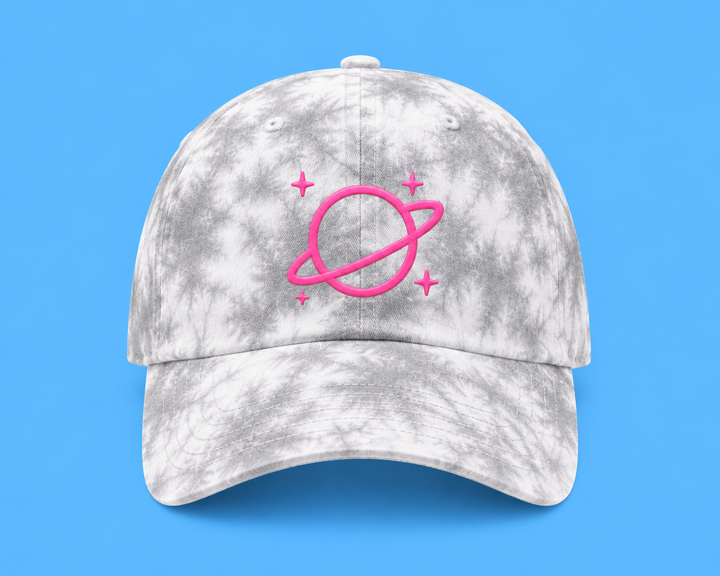 Pink Planet Cosmic Dad Hat (Grey)