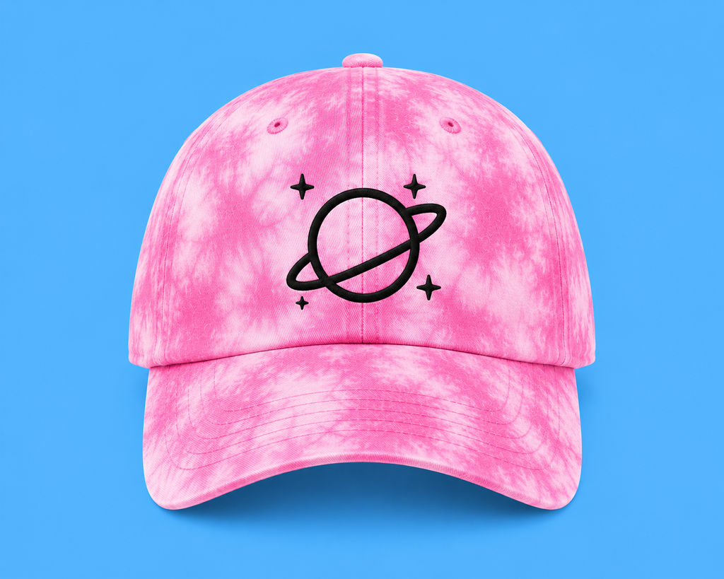 Pink Planet Cosmic Dad Hat (Grey)