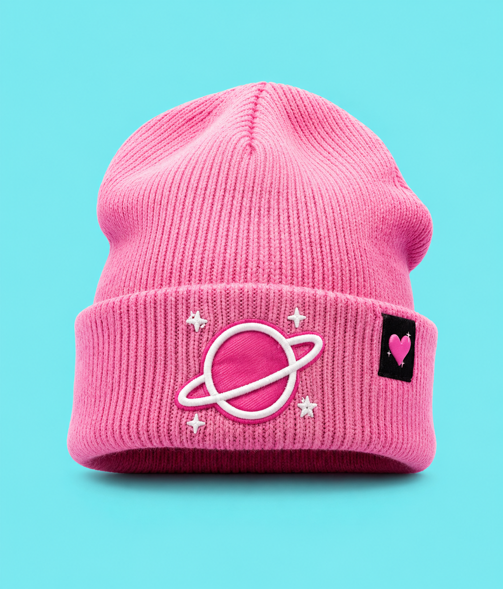 Pink Planet Cosmic Beanie (Hot Pink)