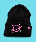 Pink Planet Cosmic Beanie (Black/Pink)