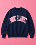 Pink Planet Collegiate Sweatshirt in Navy