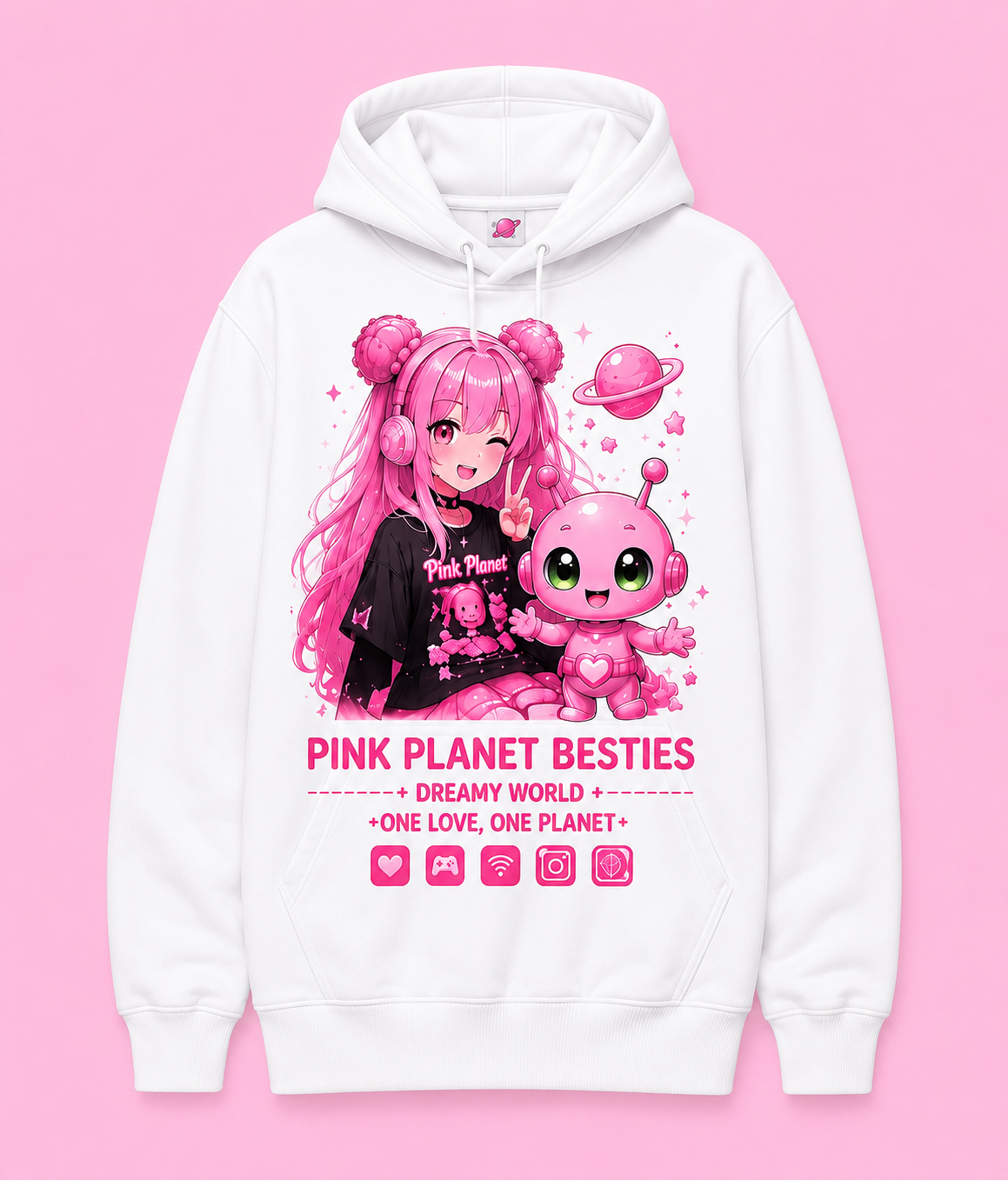 Pink Planet Besties Hoodie - Lavender