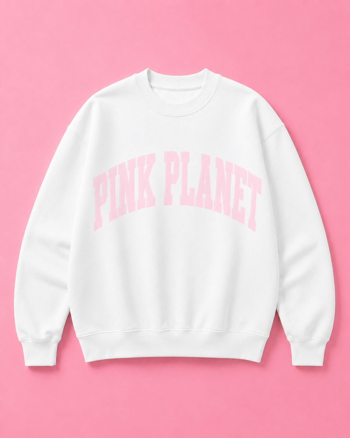 Pink Planet Collegiate Sweatshirt in White