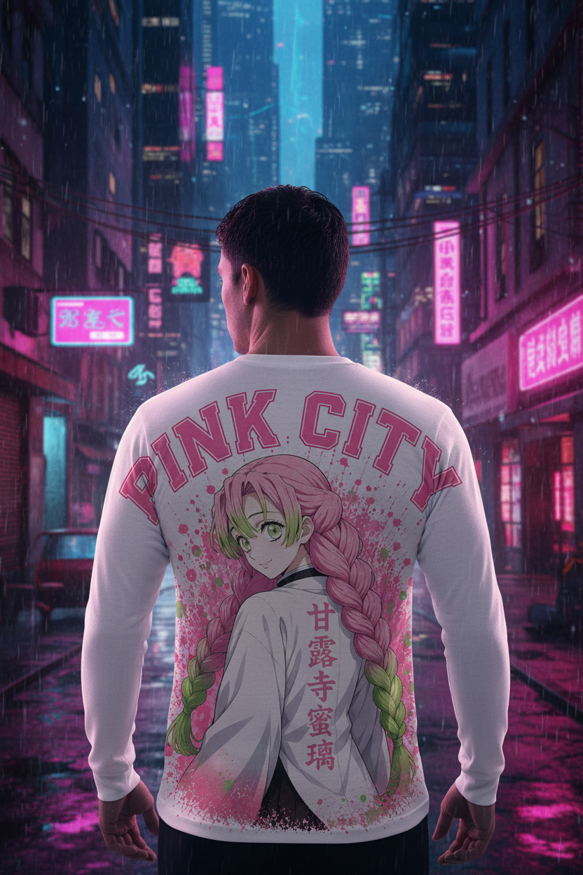 Male model - Pink City Mitsuri tee back view